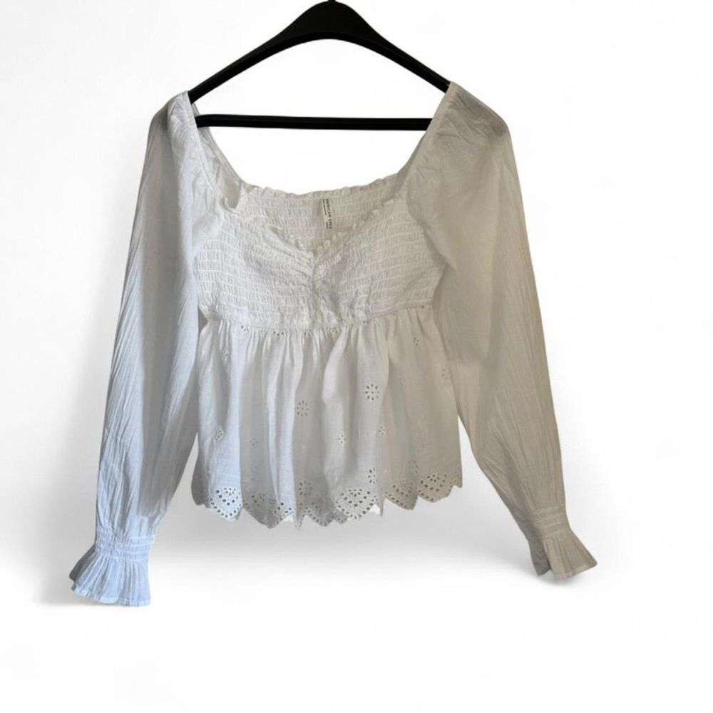 American Eagle Outfitters Lace Smocked Top White Small S Cottagecore